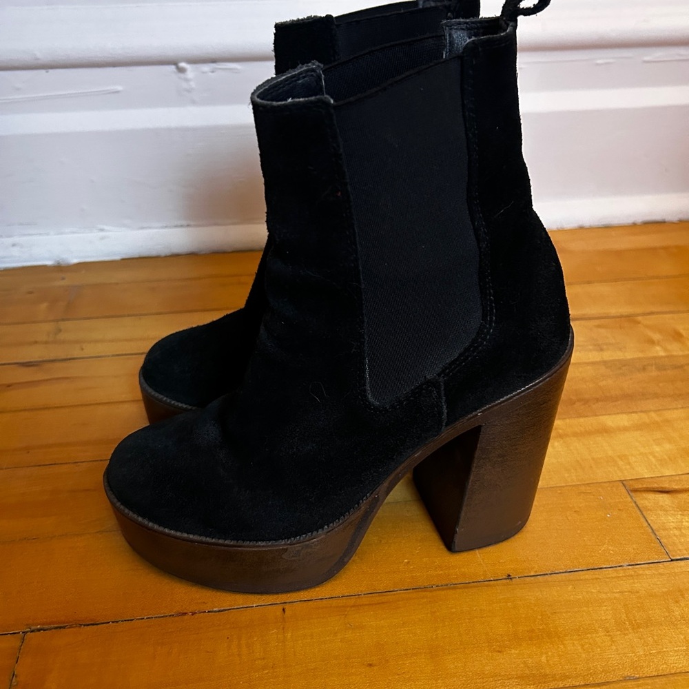 Black Suede Platform Ankle Boots